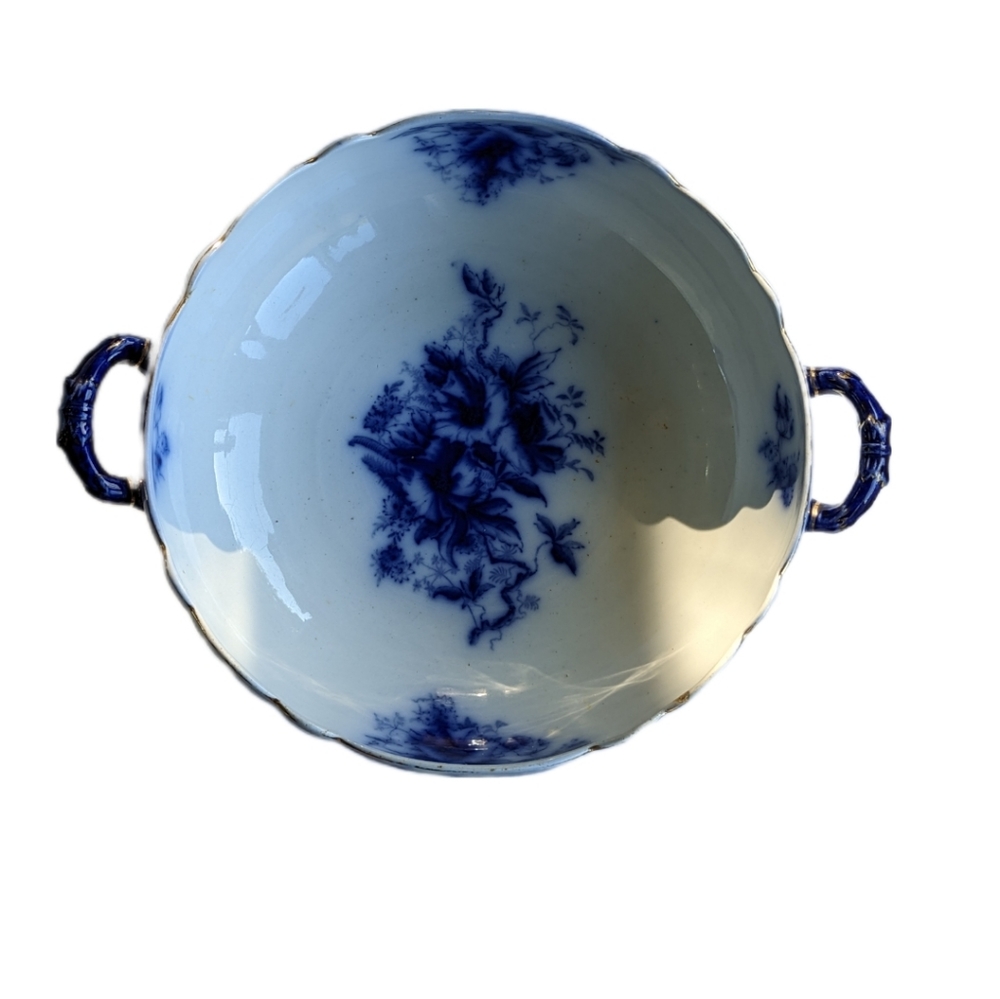 Antique Flow Blue Carlton Ware - Handled Open Dish - Petunia Pattern (c.a.1894) - Picture 2 of 8